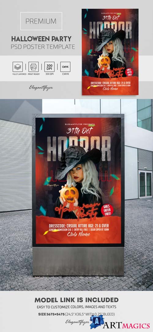 Halloween Horror Party PSD Flyer