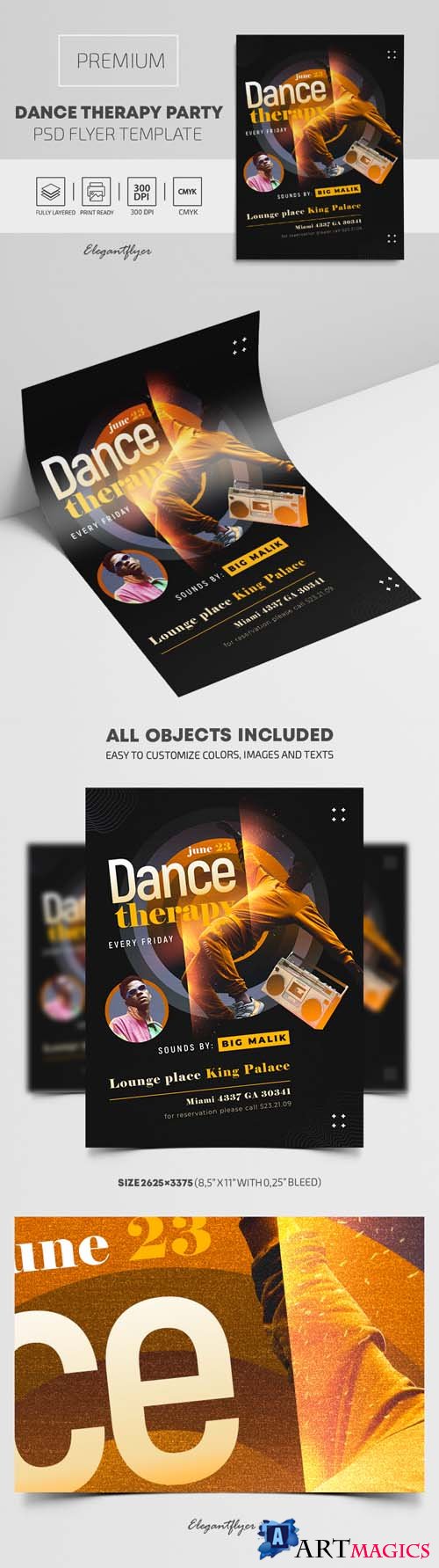 Dance Therapy Party Premium PSD Flyer Template