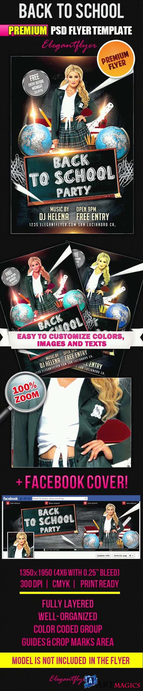 Back to School Party PSD Flyer
