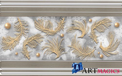 Minimalist golden feather wrought iron sheet metal tv background wall