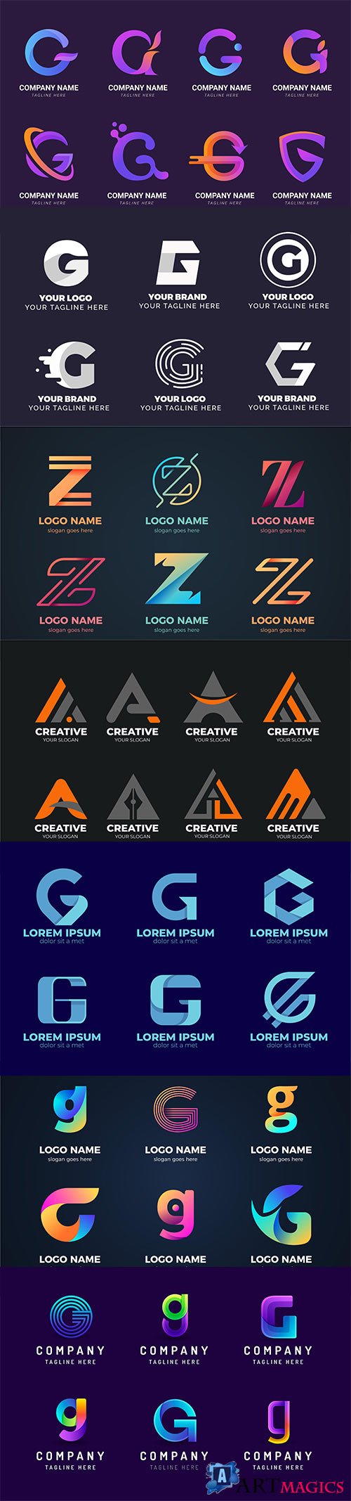 Letters logos and signs in vector