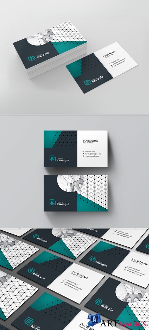 AdobeStock Business Card Layout with Teal Accents 210367501