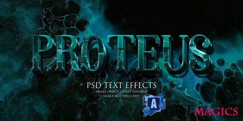 Proteus text effect Premium Psd