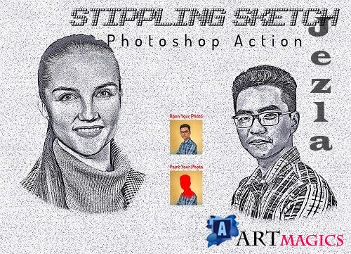 Stippling Sketch Photoshop Action - 6405400