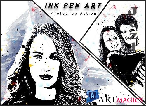Ink Pen Art Photoshop Action - 6410268