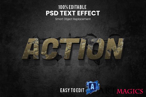 Action text effect Premium Psd