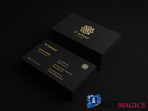 Luxury business card mockup with foil stamped logo 3d rendered Premium Psd