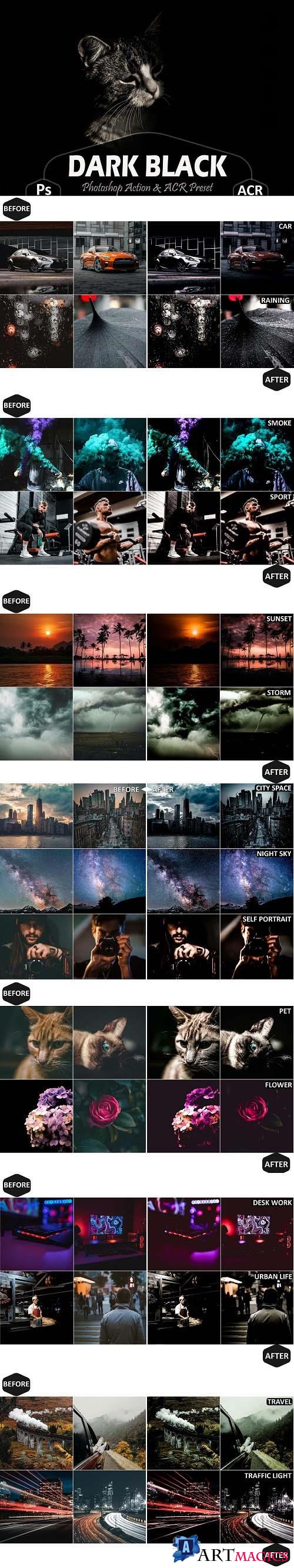36 Dark Black Photoshop Actions And ACR Presets - 1553543