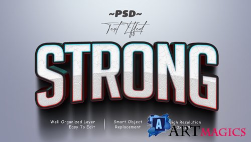 Strong 3d psd editable text effect Premium Psd
