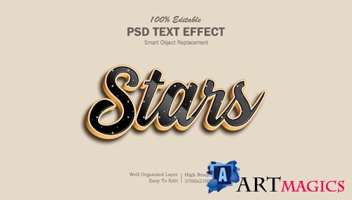 Stars stylish psd text effect editable Premium Psd