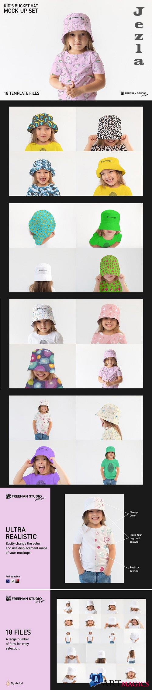 Kid's Bucket Hat Mock-Up Set - 6405612