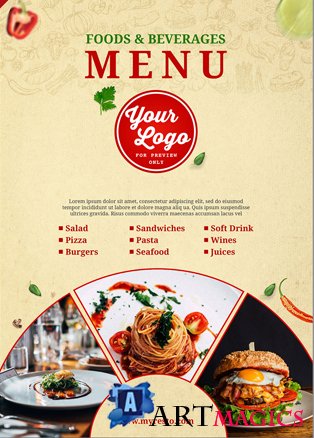 Food menu cover design premium psd template