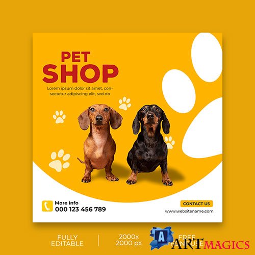 Pet shop promotion banner template premium psd