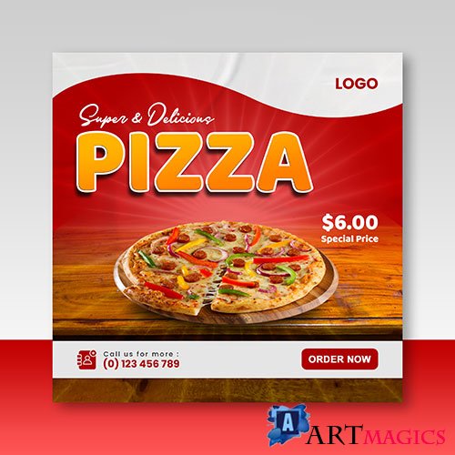 Pizza menu banner design premium psd