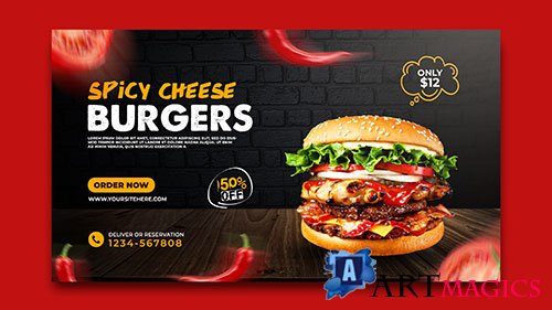 Fast food burger web banner psd template