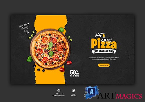 Pizza web banner template Premium Psd