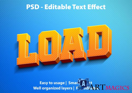 Editable text effect load premium Premium Psd