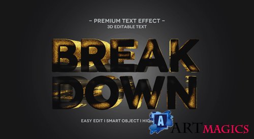 Break down 3d text effect template Premium Psd