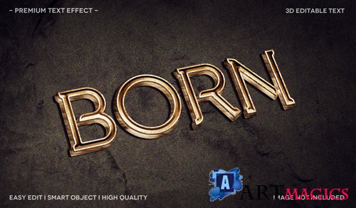 Born 3d text effect template Premium Psd