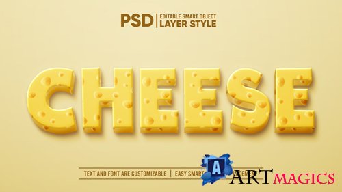 3d dairy milk cheese layer editable layer style smart object text effect Premium Psd