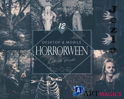 12 Horrorween Lightroom Presets, Moody Halloween Mobile Preset, Dark Horror Desktop LR Filter - 1057969372
