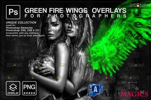 Green Fire wings overlay & Halloween overlay, Photoshop overlay - 1447893