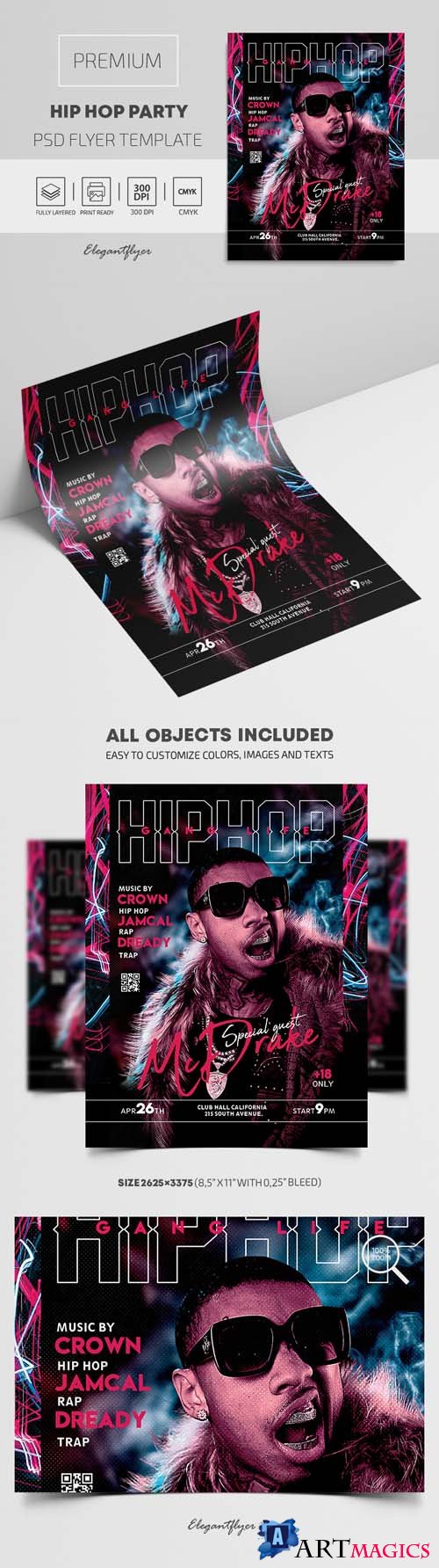Hip Hop Party Premium PSD Flyer Template vol 2