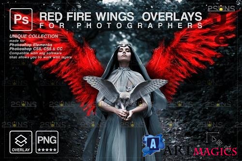 Red Fire wings overlay & Halloween overlay, Photoshop overlay - 1447883