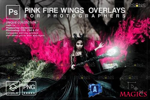 Pink Fire wings overlay & Halloween overlay, Photoshop overlay - 1447885