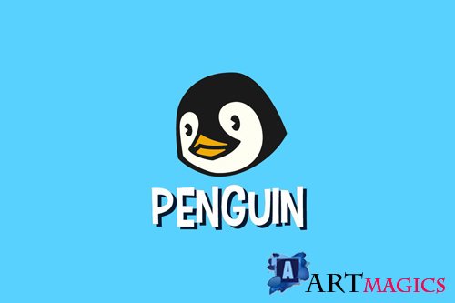 Penguin Retro Cartoon Logo design templates