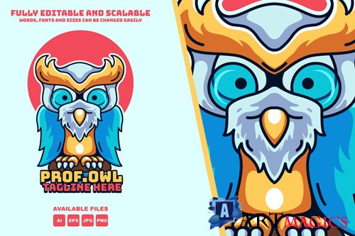 Owl Prof Logo illustration mascots modern style design templates
