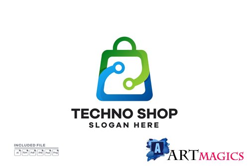 Techno Shop Gradient Logo Design