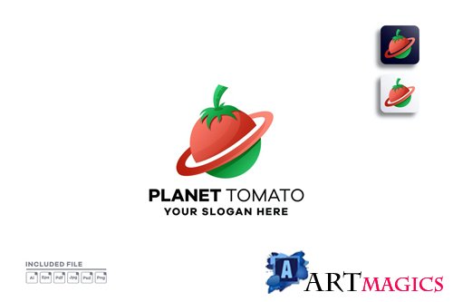 Planet tomato gradient logo design