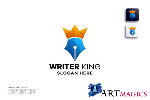 Pen king gradient logo template design