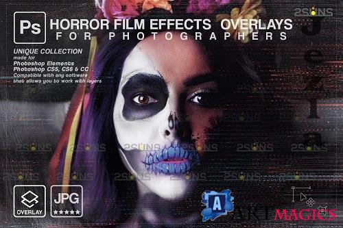 Horror effects, Film Grain Textures, Scratch Photo Overlays - 1583886