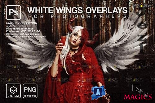 Realistic White Angel Wings Photoshop Overlays V1 - 1583893
