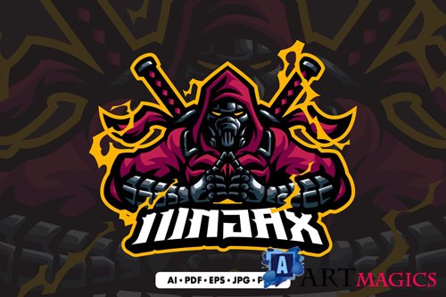 Robot Ninja Mascot logo