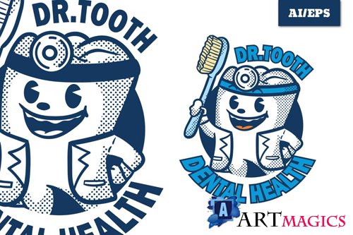 Dr Tooth - Mascot Logo