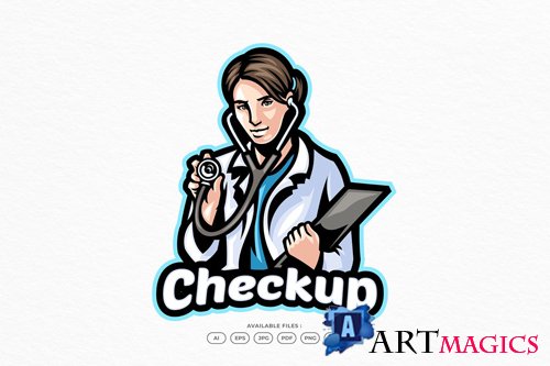 Doctor logo, medical nurse examining the health of patients design template
