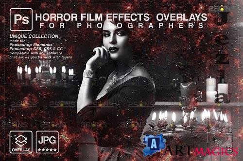 Horror effects, Film Grain Textures, Scratch Photo Overlays - 1447902