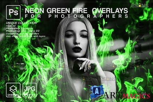 Fire background, Photoshop overlay, Burn overlays, Neon Green Fire V2 - 1447963