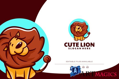 Cute Lion Cartoon Logo