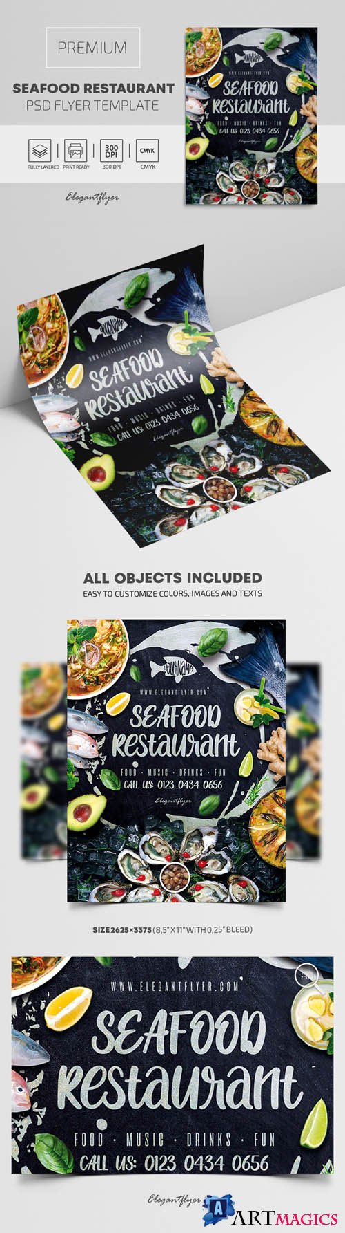 Seafood Restaurant Premium PSD Flyer Template