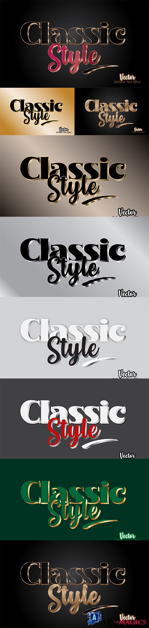 Editable classic style 3d text effect template premium vector