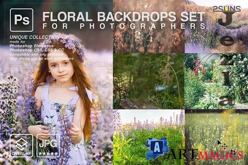 Blooming backdrop photoshop background floral portrait art V3 - 1447936
