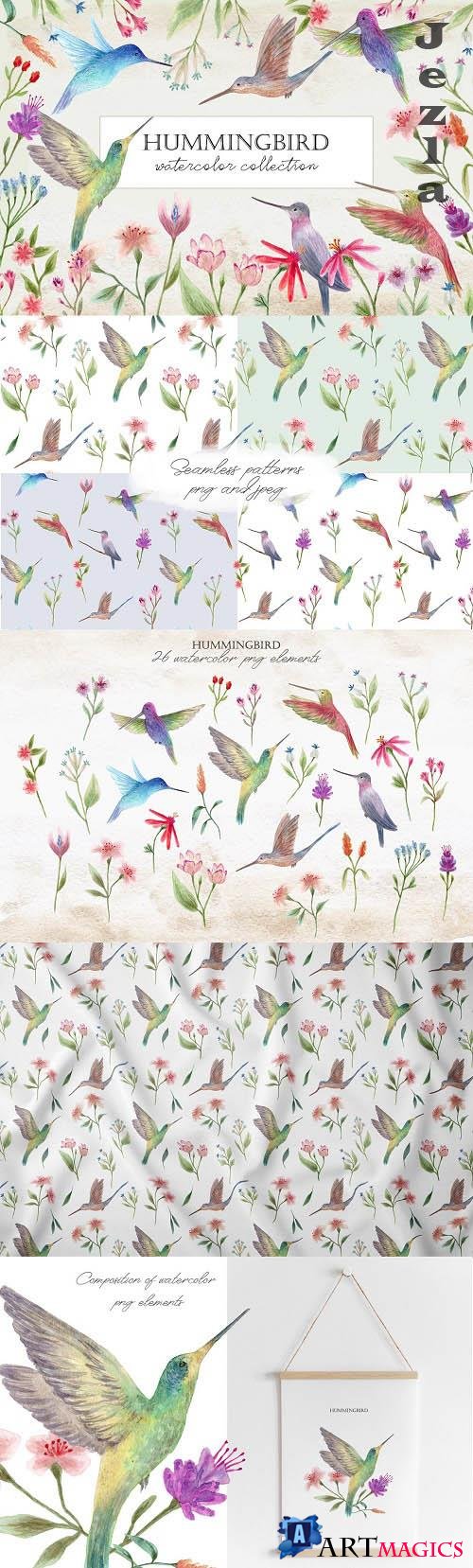Hummingbirds. Cliparts and Patterns - 6526299