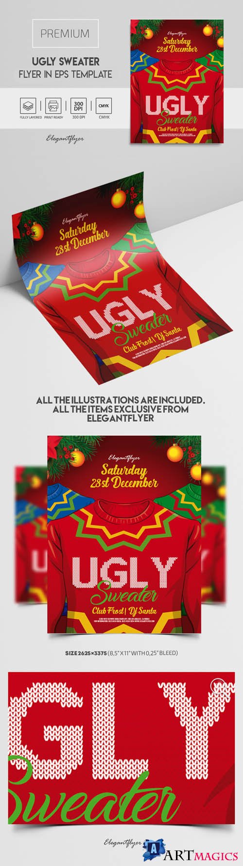 Ugly Sweater Premium Vector Flyer EPS Template