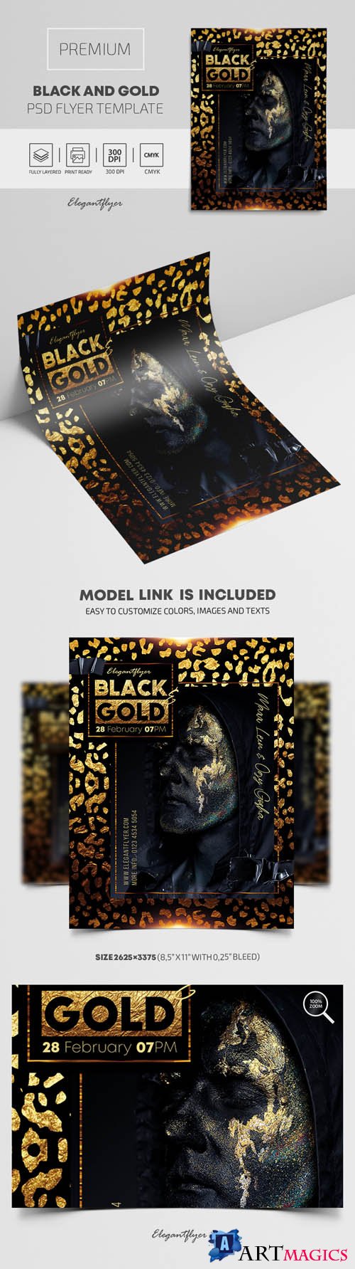 Black and Gold Premium PSD Flyer Template