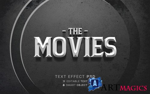 Text effect the end old movie psd design