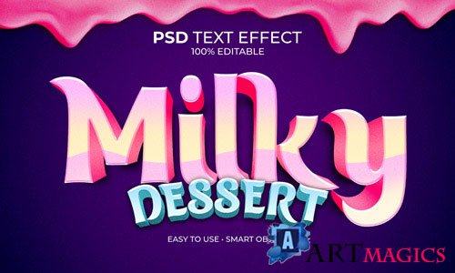 Milky dessert text effect Premium Psd